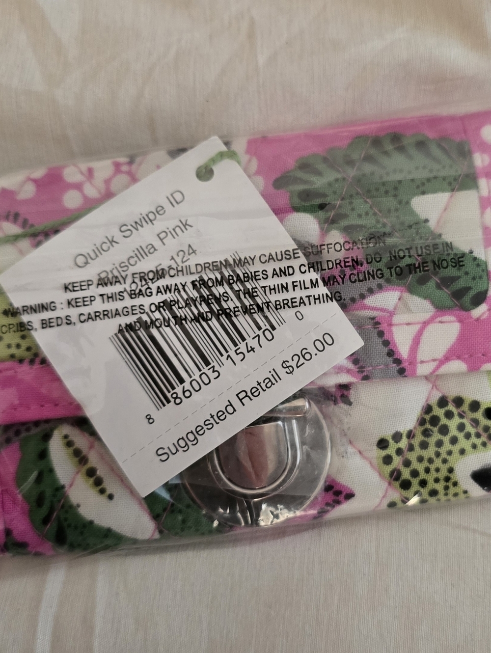 NWT Vera Bradley Priscilla Pink Quick Swipe ID Wallet Floral HTF Retired 2013